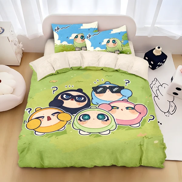 蛋仔派对牛奶绒被套秋冬加绒四件套柯南悟空联动儿童房床单床笠