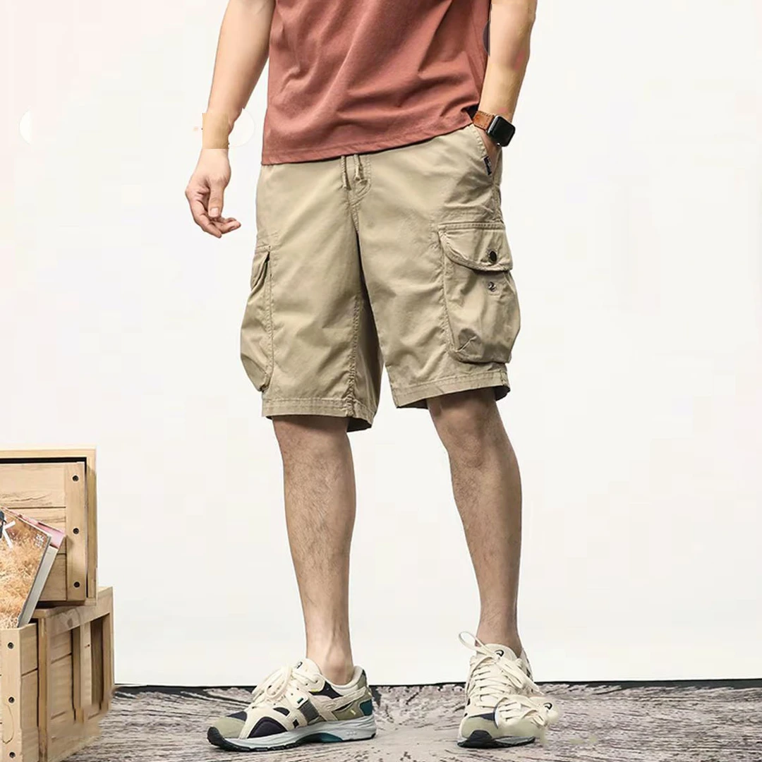 夏季多口袋百搭五分裤户外工装短裤纯棉休闲宽松直筒男士潮流外穿