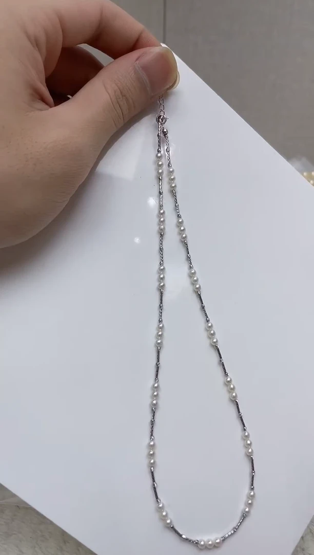 颈饰银S925镶嵌淡水珍珠