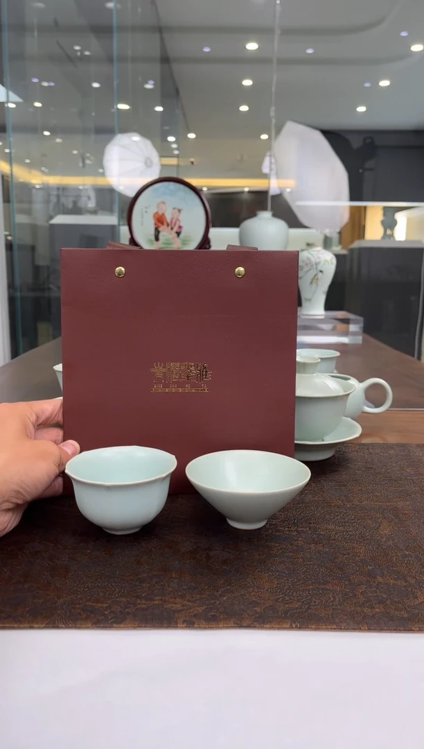 青澹墨雅-斗笠杯加润玉杯