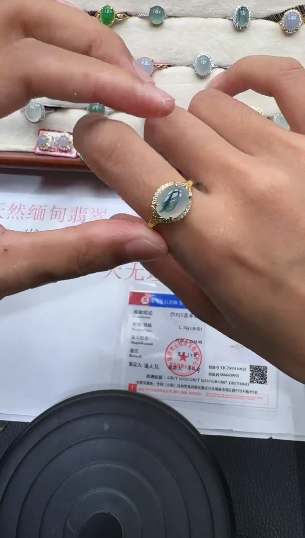 翡翠戒指银S925镶嵌戒指42