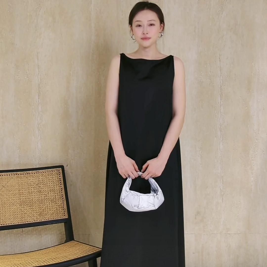 xcollection25夏新品醋酸锻A字型连衣裙伞型裙气质显瘦无袖