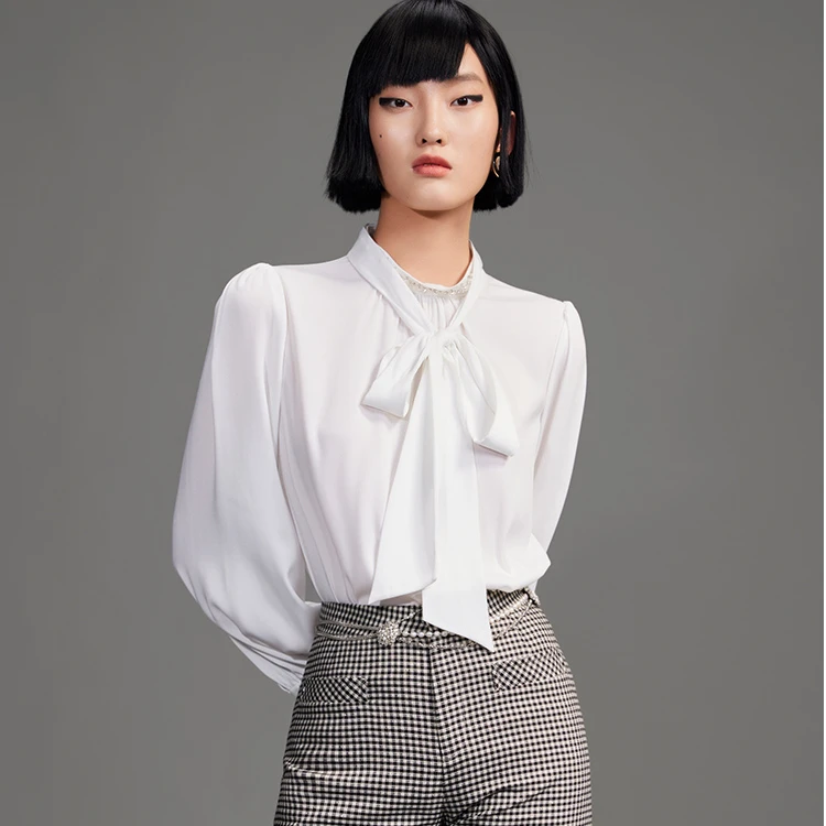 COCOON/可可尼经典白色系带衬衫22309AF054099012