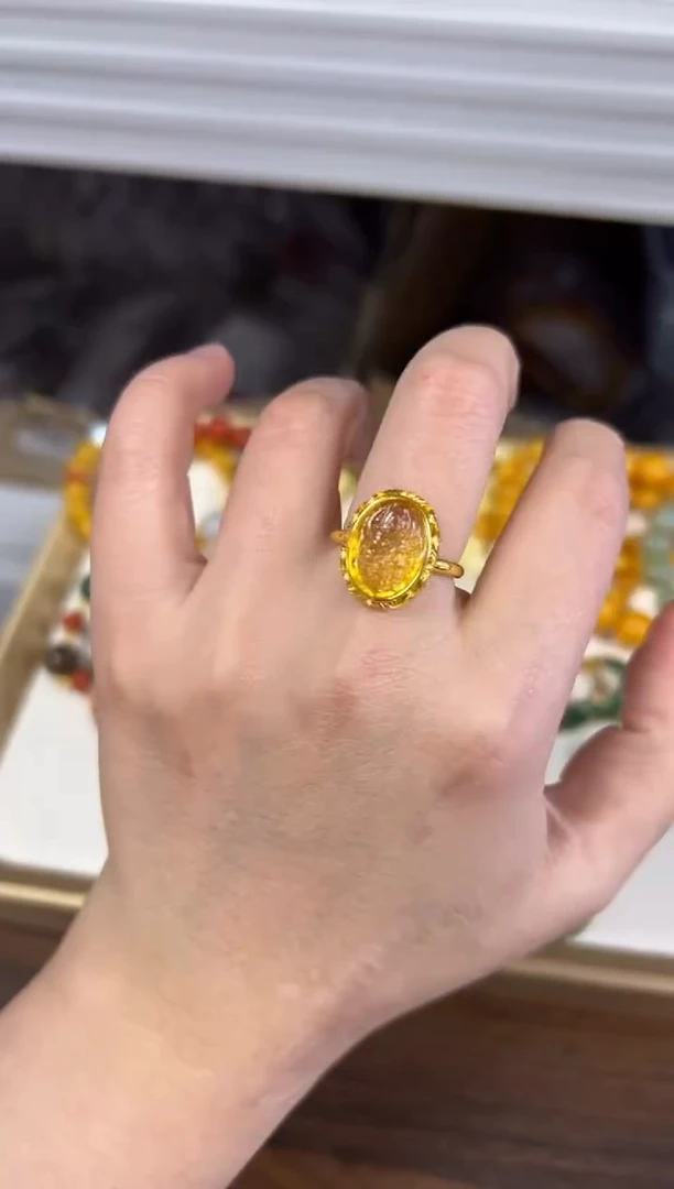 未镶嵌琥珀戒指琥珀金珀大黑天镶嵌款戒指[19]