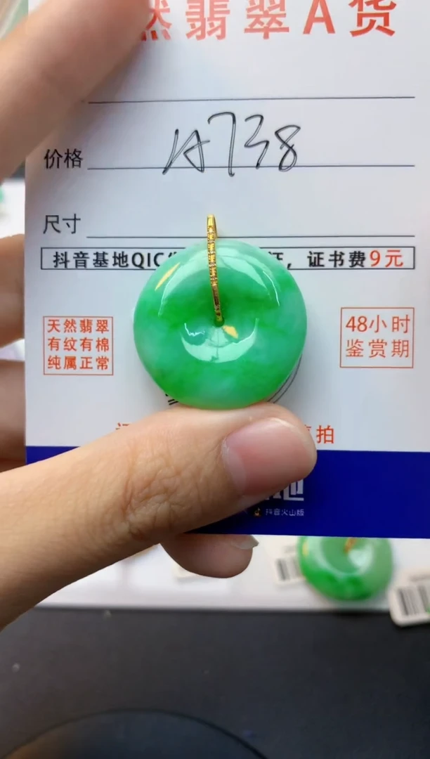 颈饰18K金镶嵌翡翠天然缅甸A货翡翠百元以上9元证书费自理