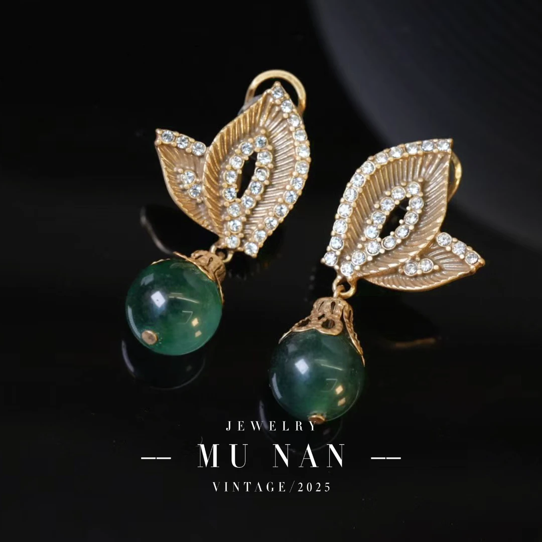 铜合金珐琅耳饰 【K142035】复古铜材质气质耳饰