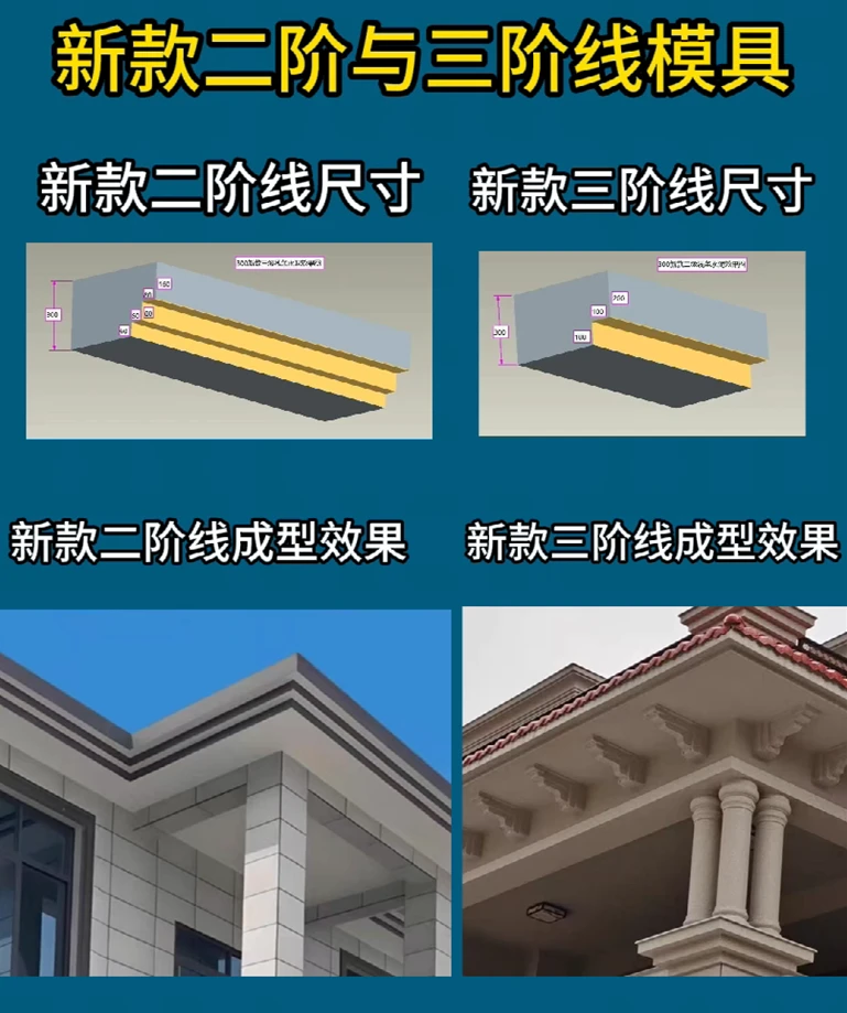 自建房新款二三阶檐线模具屋檐线模具