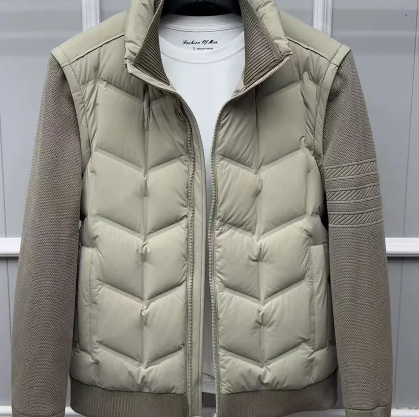 新款高端男士立领可拆卸针织袖休闲外套