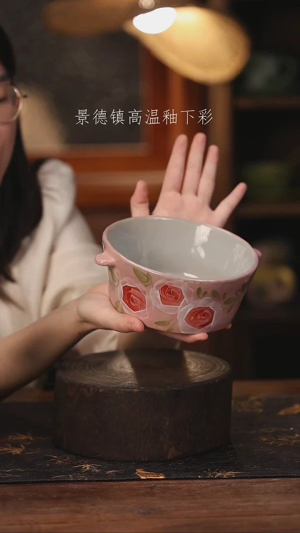 陶瓷景德镇高温釉下手绘陶瓷@L617@