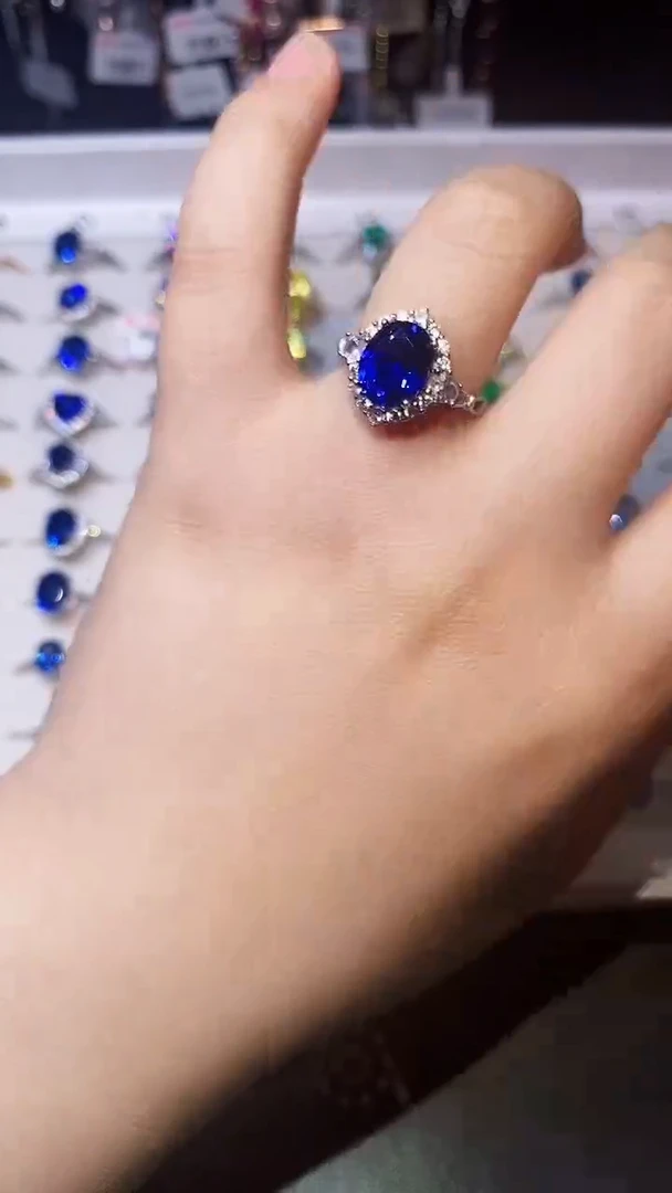 【闪购商品】蓝宝石戒指银S925镶嵌.......