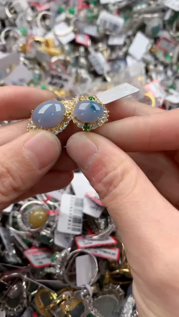 银S925镶嵌戒指翡翠666   2