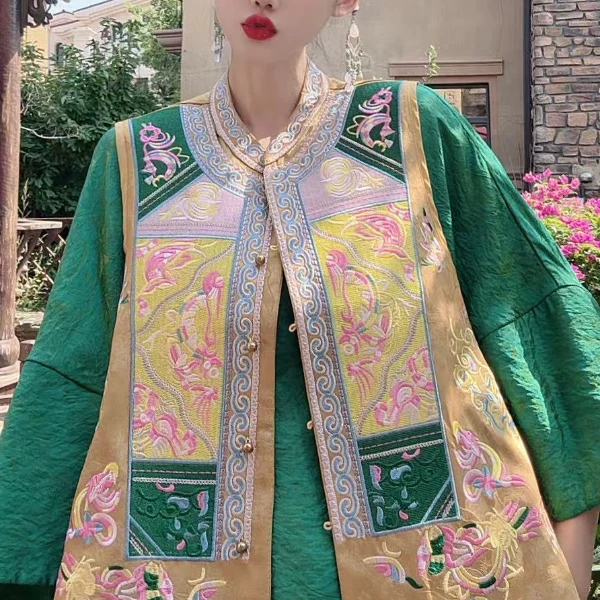 （知否.凤予马甲｝国风新中式显瘦百搭秋季重工刺绣长款女装马甲裙