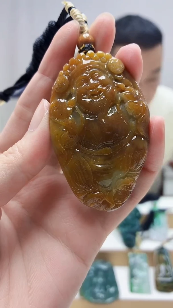 未镶嵌定制翡翠9****.4898zm-毛货挂件财神75