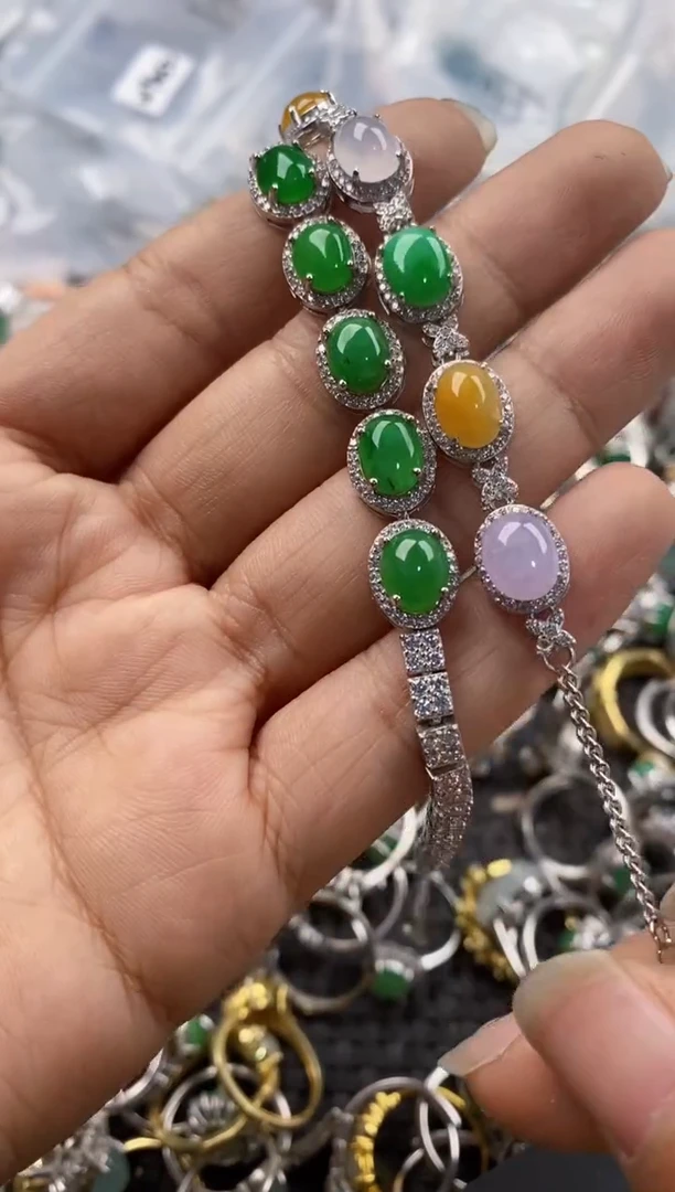 银S925镶嵌戒指翡翠999---10