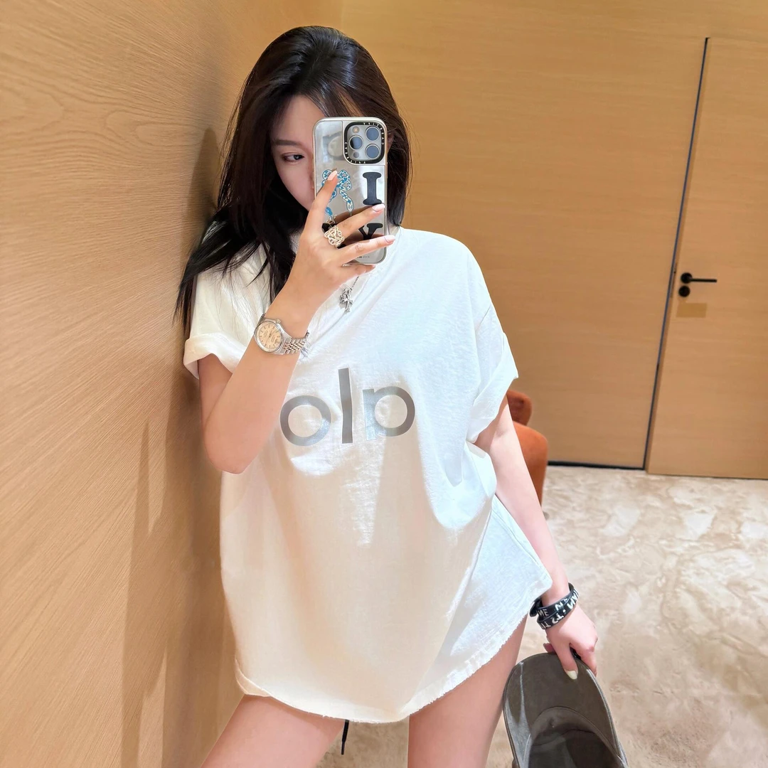 ALO 蕞高版本 发光大LOGO 25专柜同款 水洗破坏宽松短袖  7709
