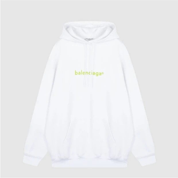 BALENCIAGA巴黎世家logo印花抽绳男士连帽衫卫衣570811TIV559152