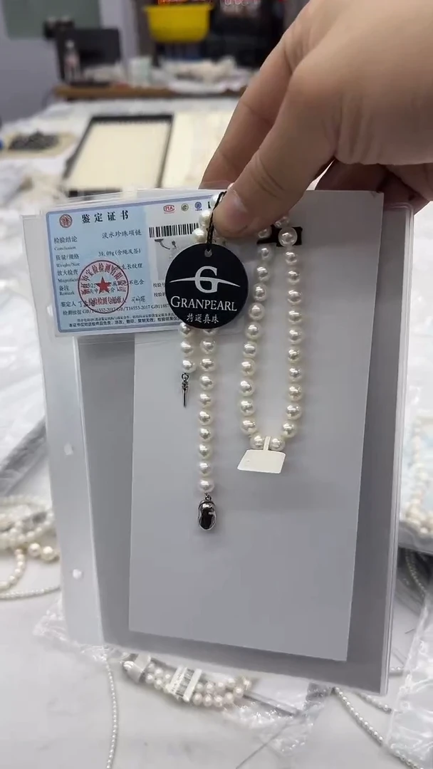 项链银S925镶嵌淡水珍珠8mm 吉尔德窜码-孤品