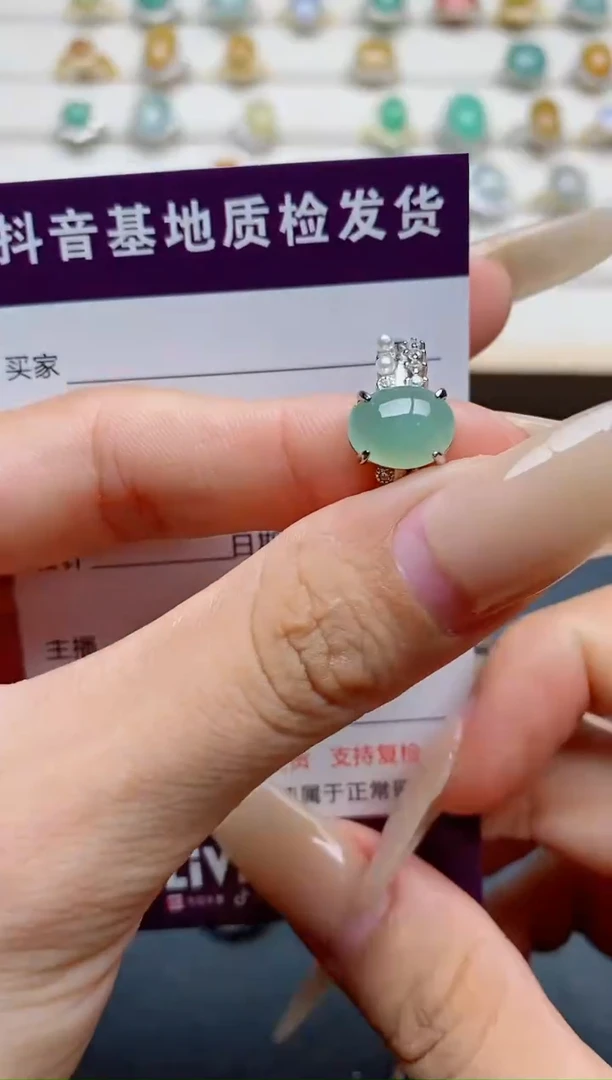 翡翠戒指银S925镶嵌.