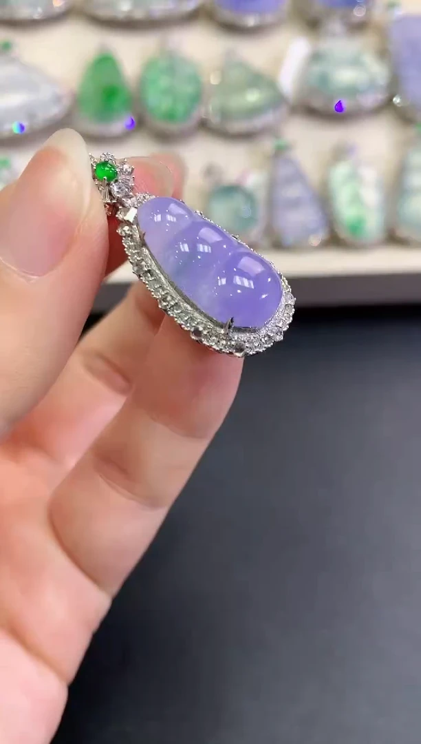 【闪购商品】翡翠颈饰18K金镶嵌C63  紫货有色差