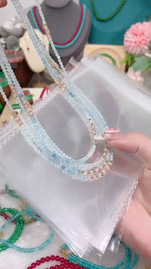 海蓝宝石颈饰银S925镶嵌圆刻39