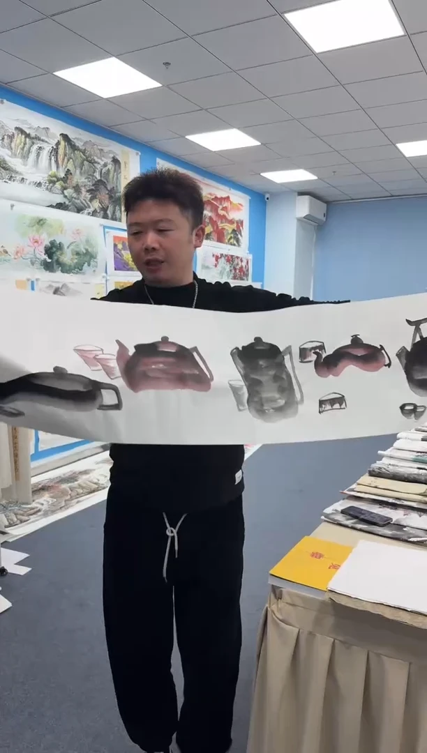 国画五壶手绘作品