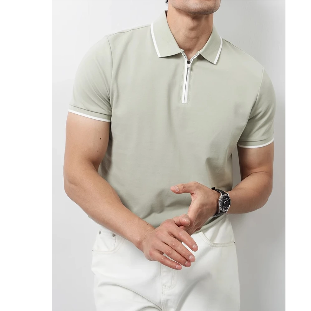 富比莫维短袖polo衫夏季新款时尚潮流商务休闲百搭半拉链t恤速干