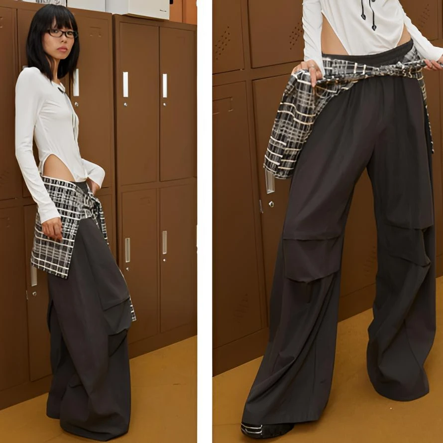 【茉舍】NOESE 格子绑带工装裤 NNWFL1823-999