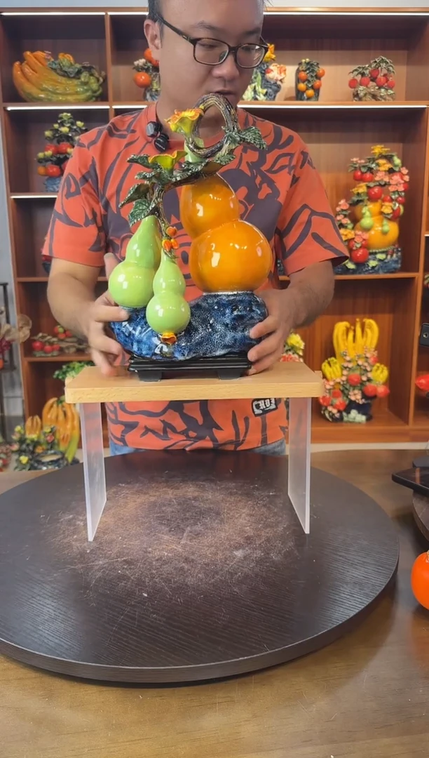 陶瓷大三葫芦摆件