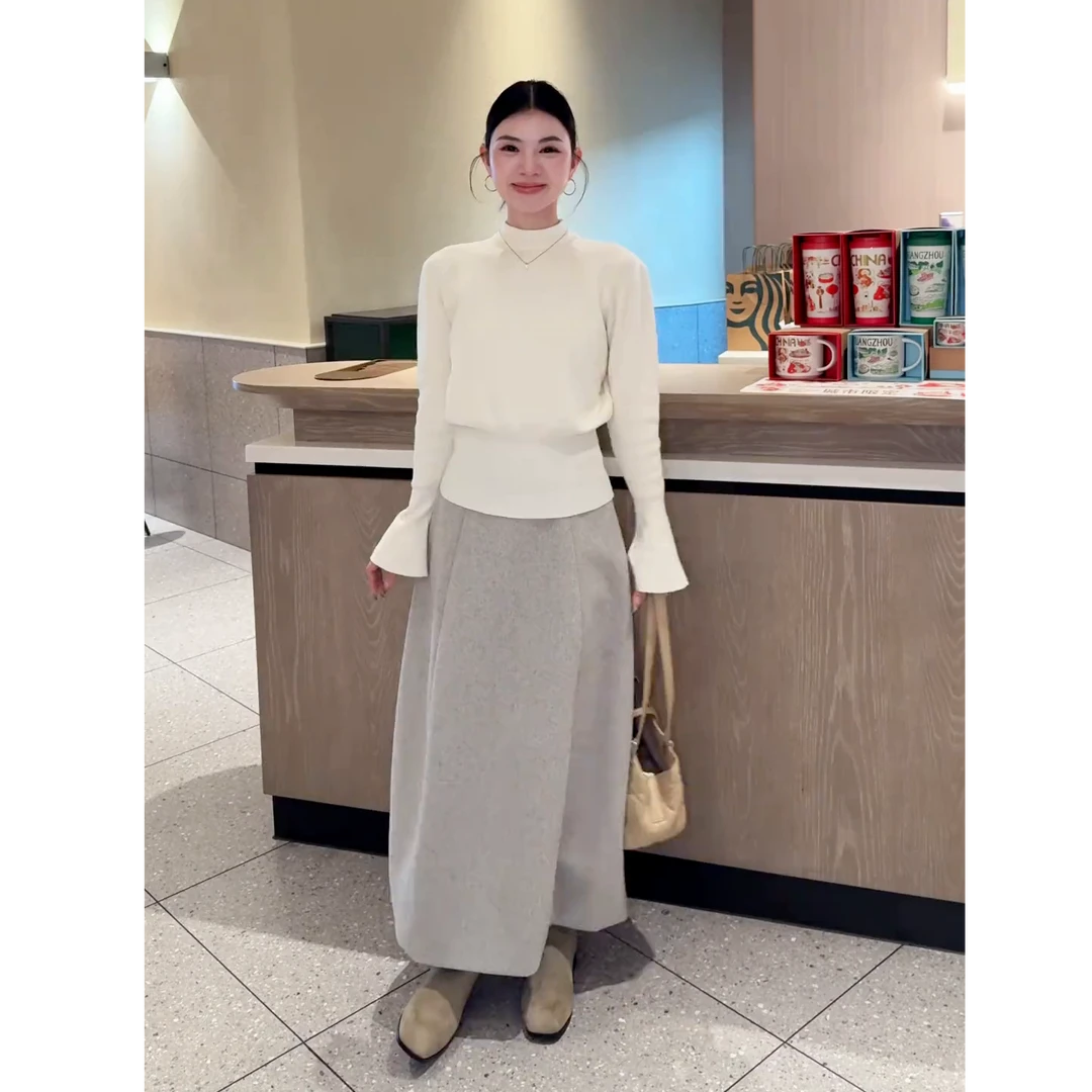 秋冬搭配一整套女装2025新款韩版价格灯笼袖针织衫半身裙两件套潮