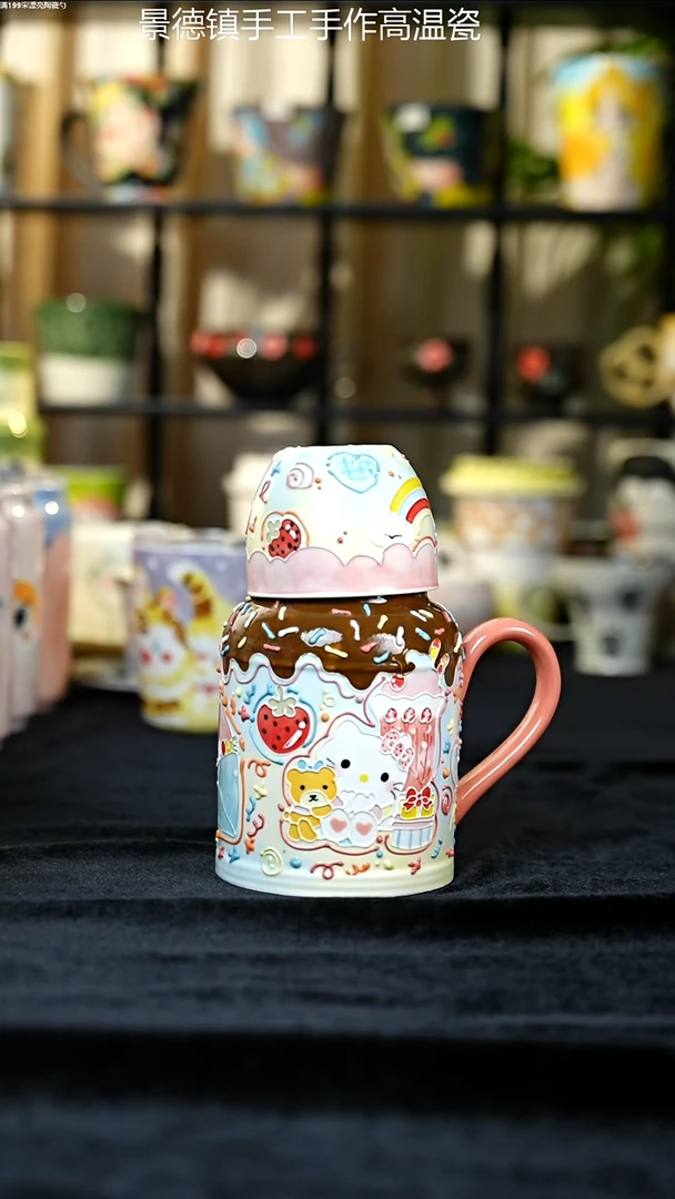 杯子景德镇手绘kt猫凉水壶
