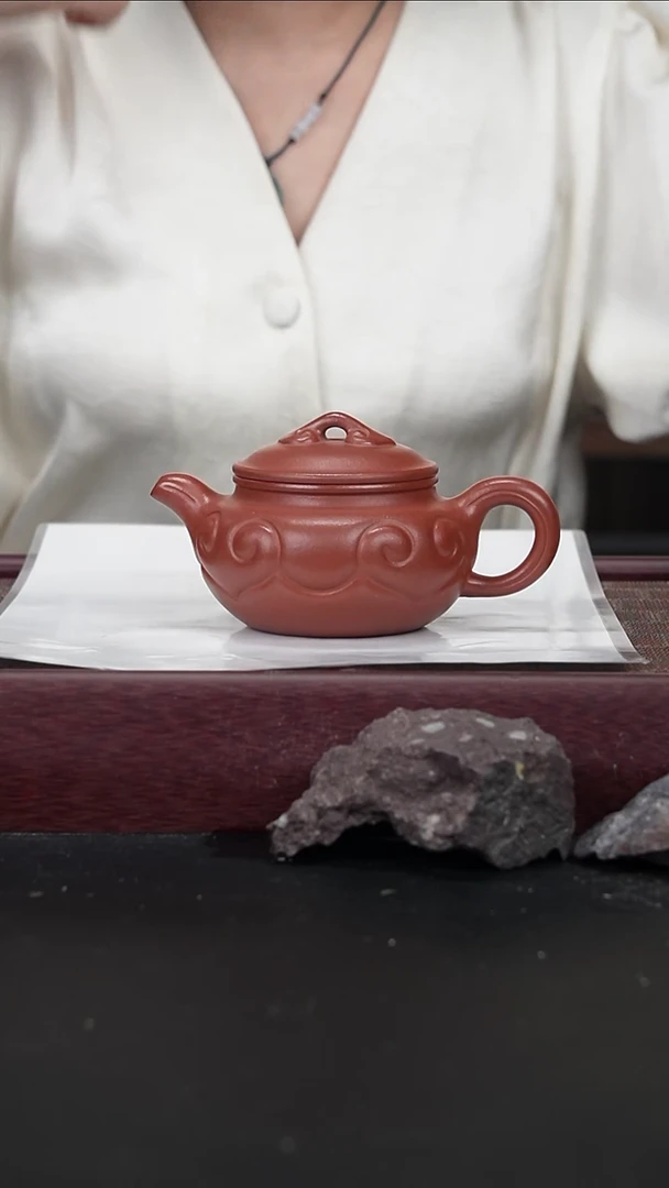 茶壶紫砂zqq朱泥 如意仿古230cc