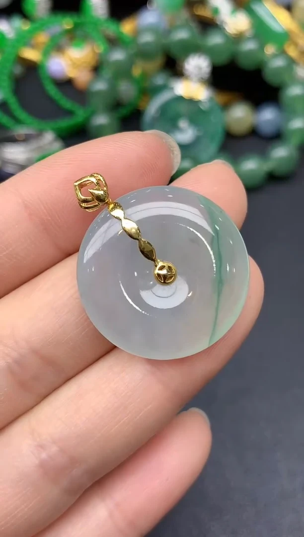 颈饰18K金镶嵌翡翠255-雪姐翡翠天天见