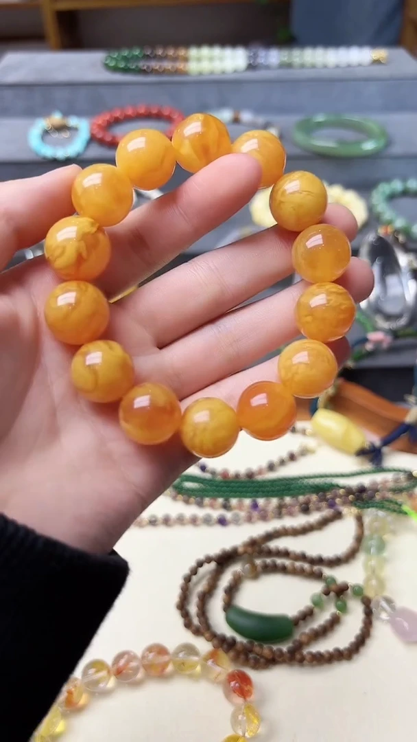 裸石蜜蜡未镶嵌蜜蜡手串15mm+YN