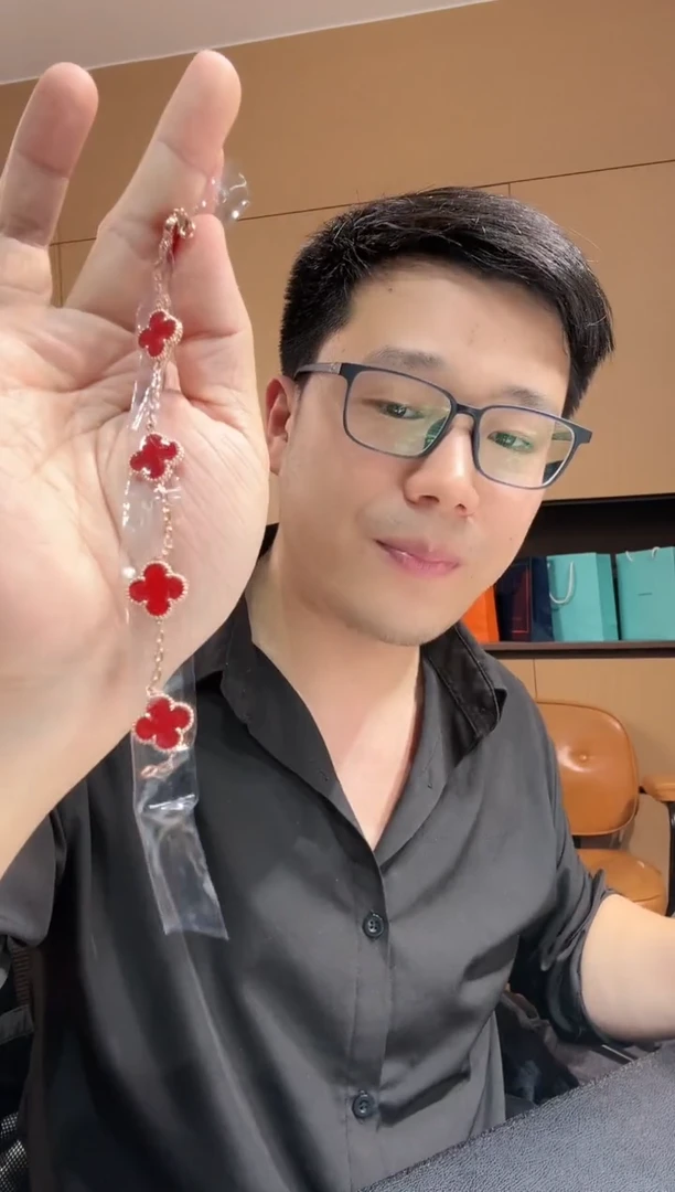 【闪购商品】玛瑙/玉髓手链18K金镶嵌红色k玫，五花手链GHJ，25版