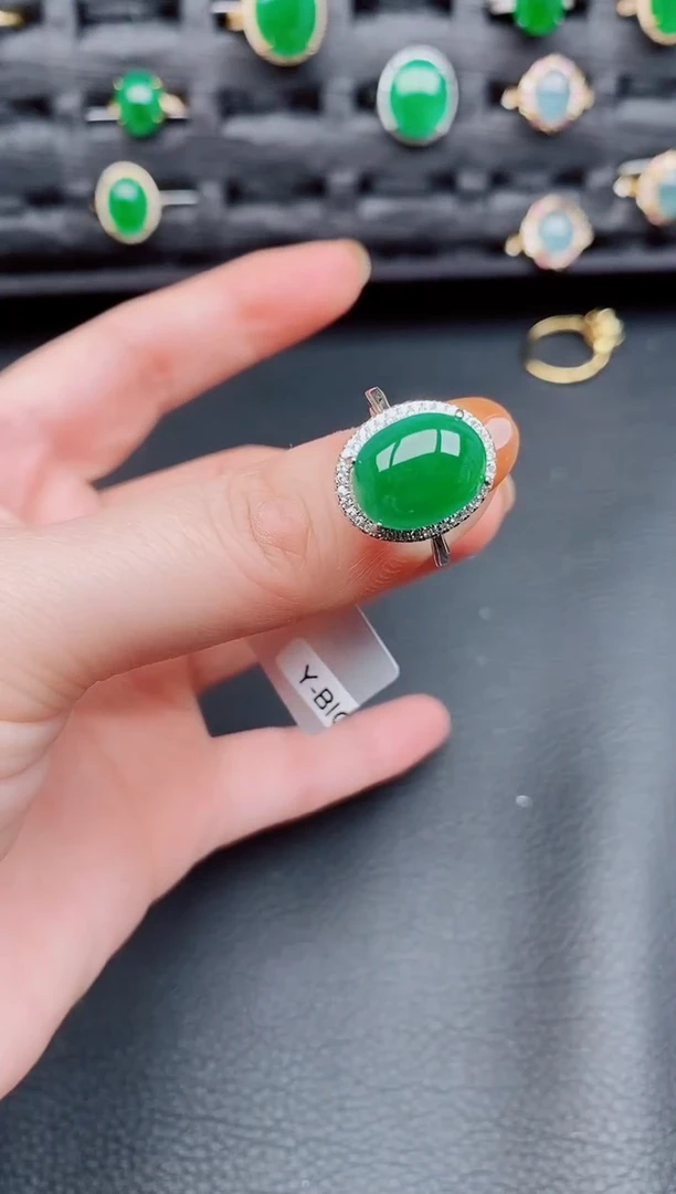【闪购商品】翡翠戒指银S925镶嵌天然a货翡翠326