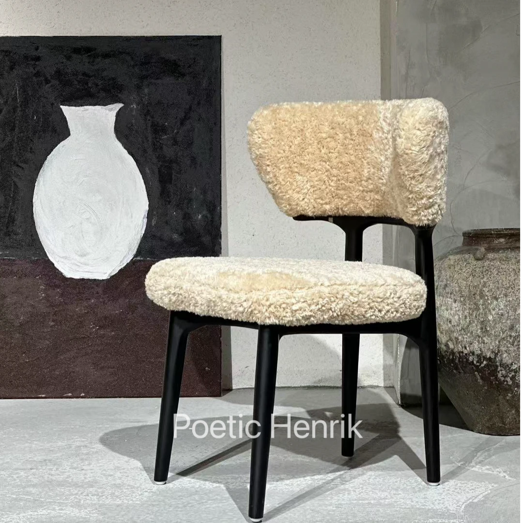 法式中古靠背椅设计师白蜡木高级餐椅妆椅实木餐椅家用艺术风格