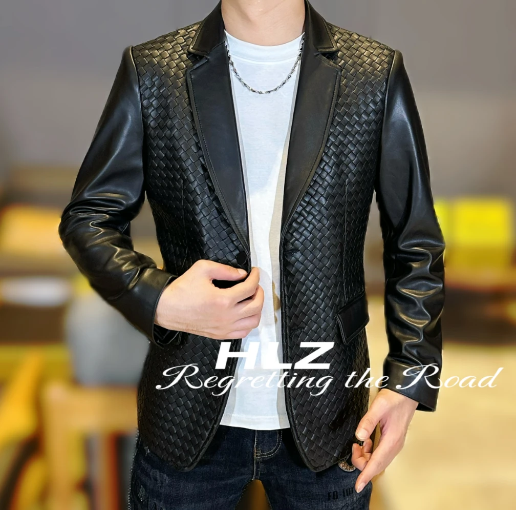 2025秋冬新款真皮小羊皮复古风轻奢高端男士时尚百搭皮衣夹克外套