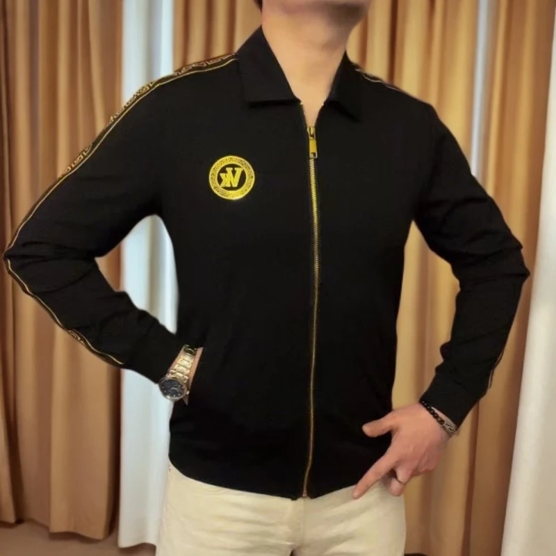 秋季长袖轻奢开衫口袋外套商务休闲百搭打底翻领拉链工艺修身版78