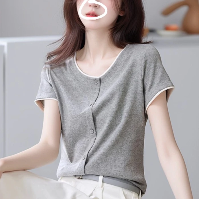 2025年夏季新款设计感大码穿搭短袖t恤薄款百搭显瘦洋气衣服女