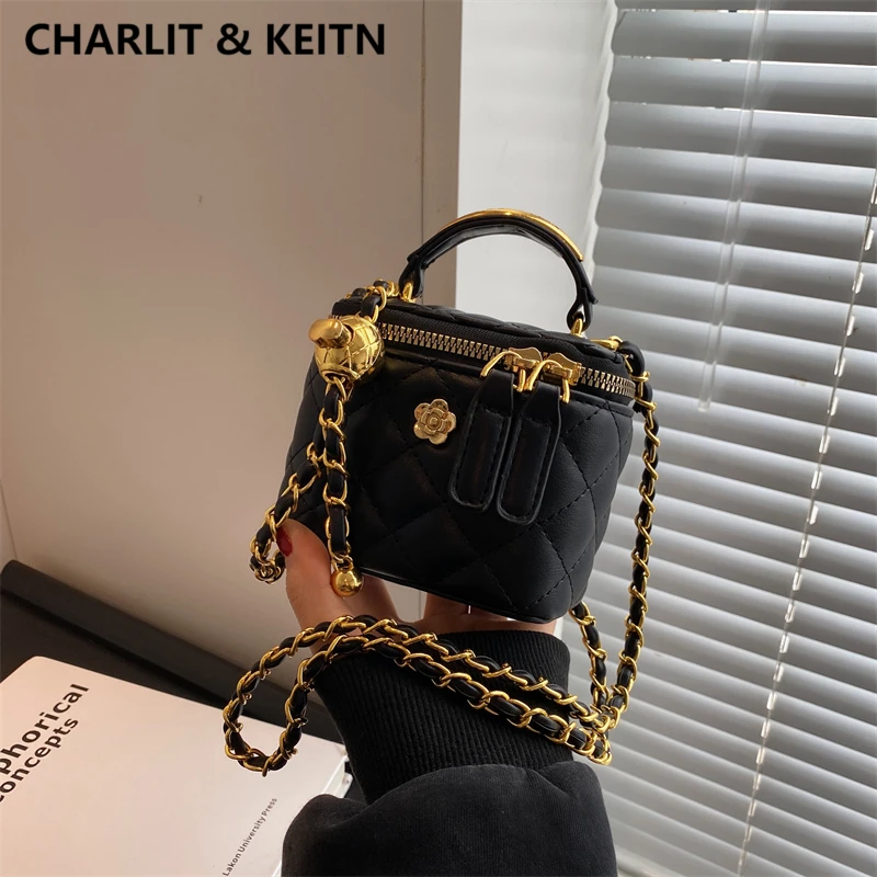 CHARLIT&KEITN包包女2025新款迷你小包链条包百搭盒子真皮斜挎包