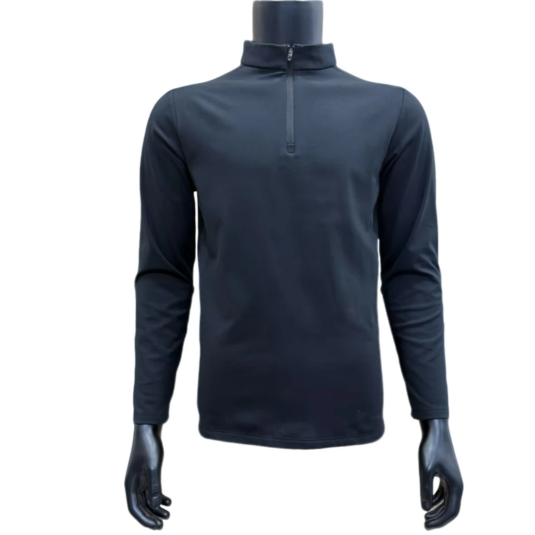 立领半拉链加绒款时尚透气男士休闲T恤秋冬款