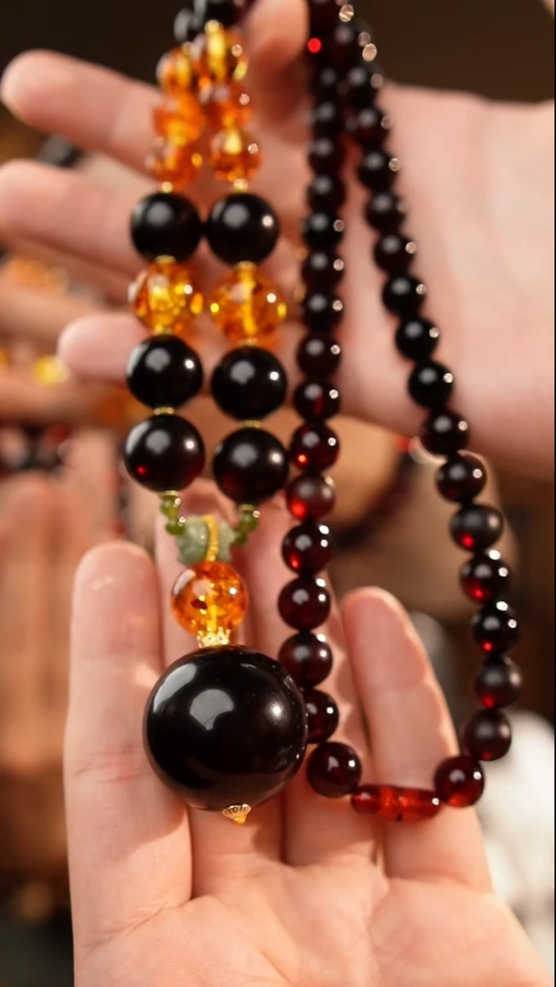 琥珀颈饰未镶嵌28+翳珀项链