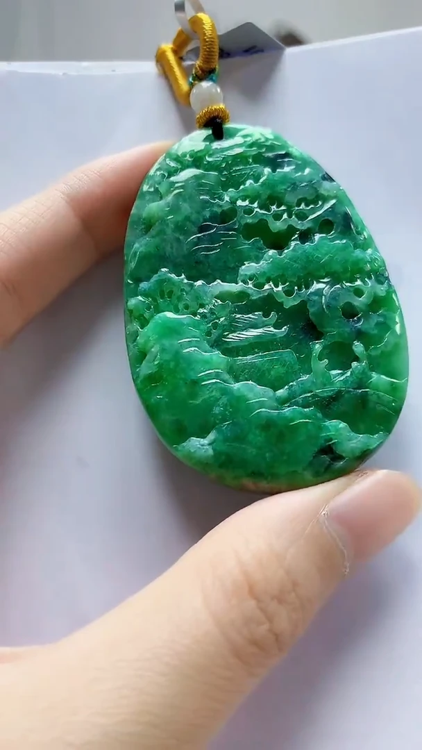 未镶嵌定制翡翠4688zm-毛货挂件山水93