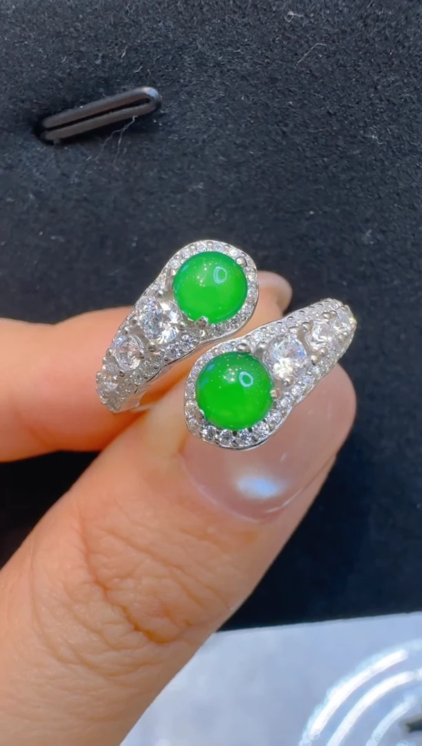 银S925镶嵌戒指翡翠多样性团购发一件