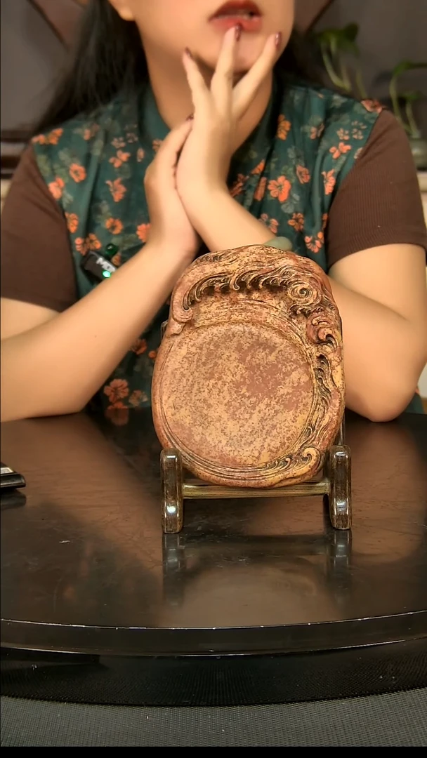 非遗青州黑山老坑精品红丝砚