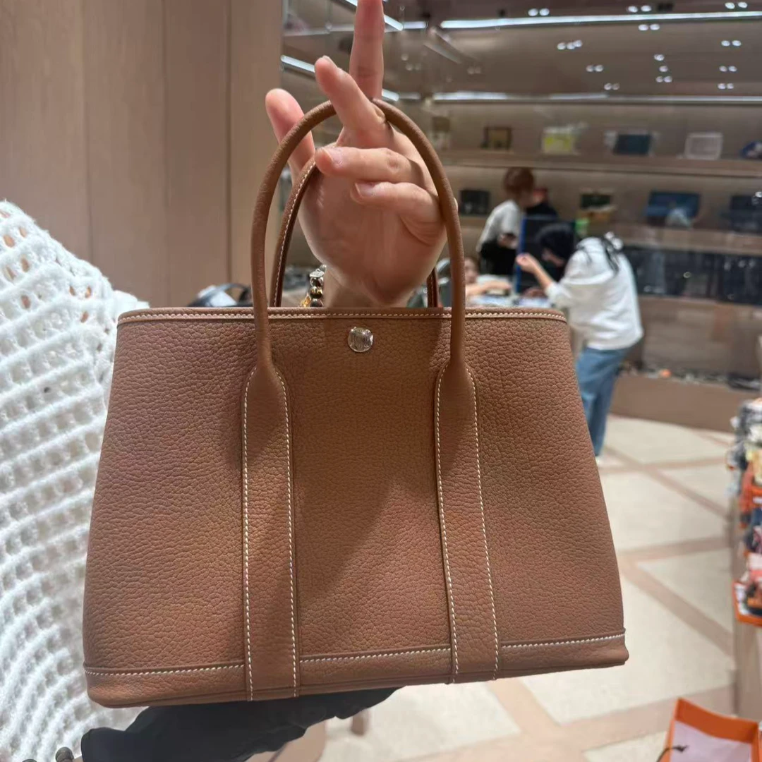未使用 Hermes/爱马仕 Garden party花园30 金棕w刻