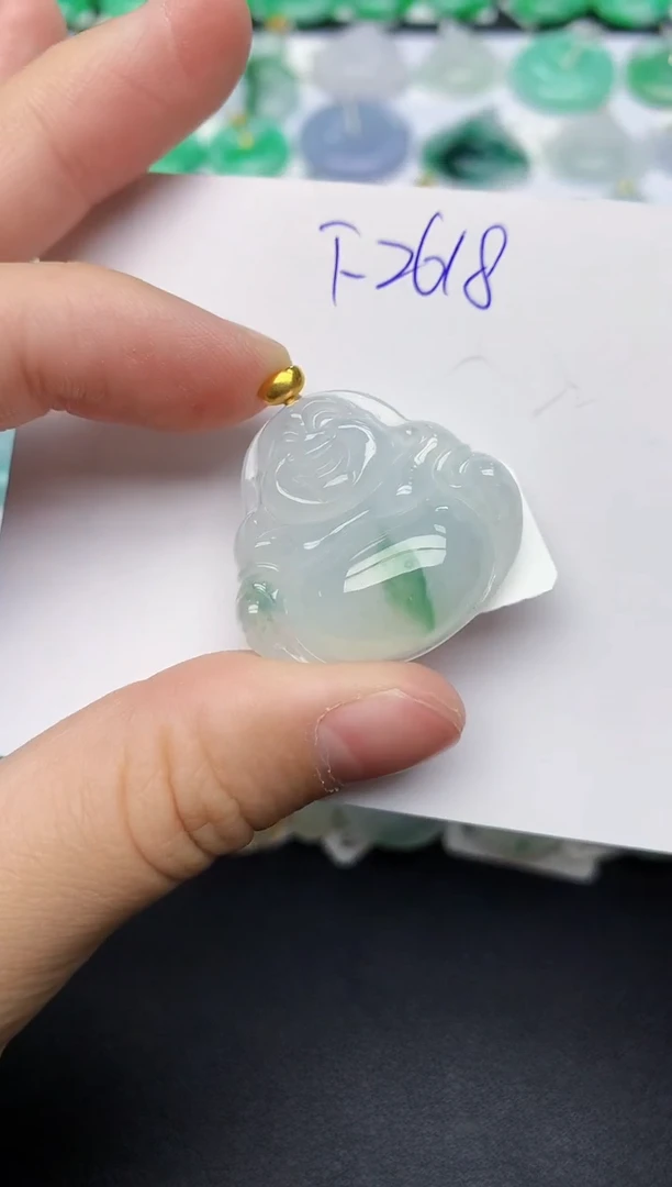 颈饰18K金镶嵌翡翠天然缅甸A货翡翠百元以上9元证书费自理