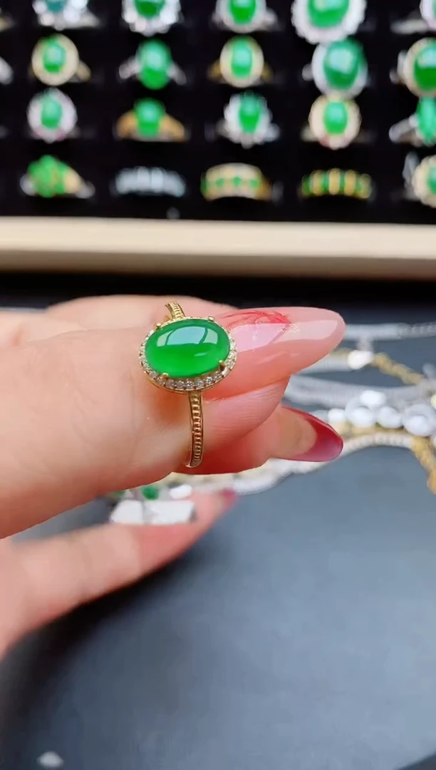 【闪购商品】翡翠戒指银S925镶嵌321312