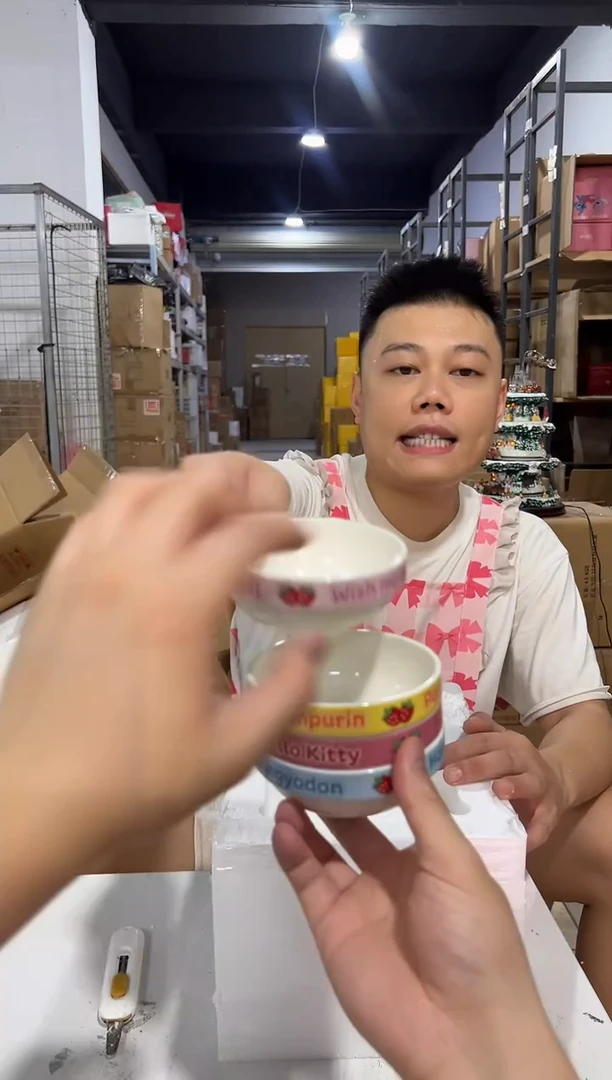 瓷片小号三利鸥甜品小碗4件套