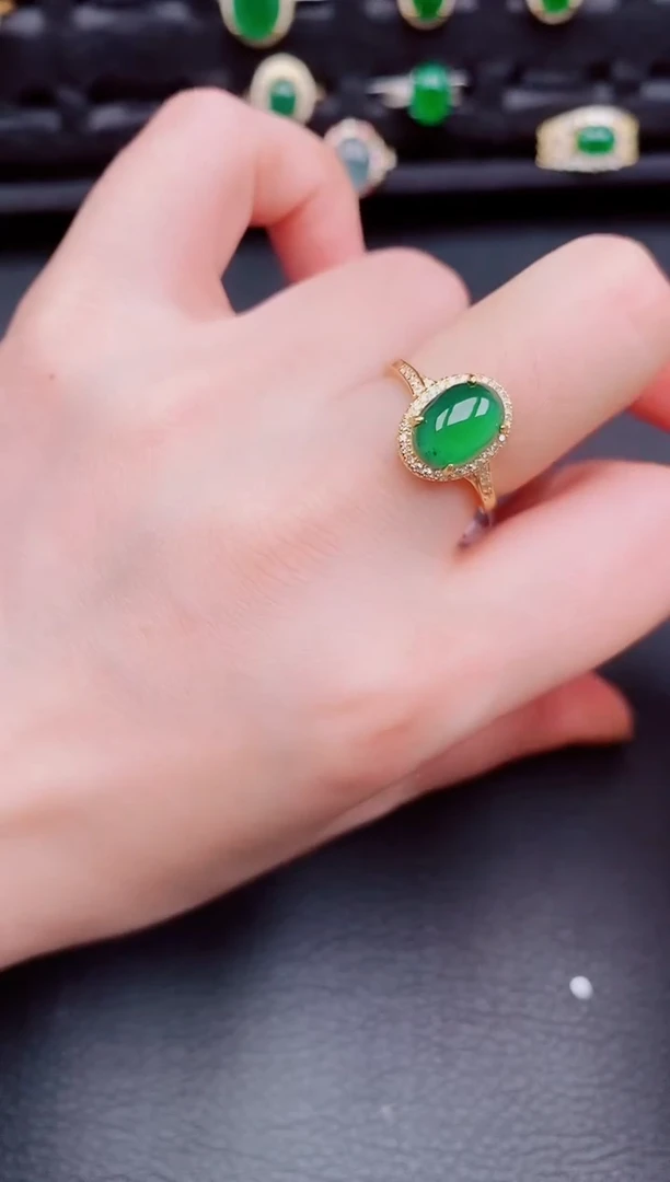 【闪购商品】翡翠戒指银S925镶嵌天然a货翡翠311